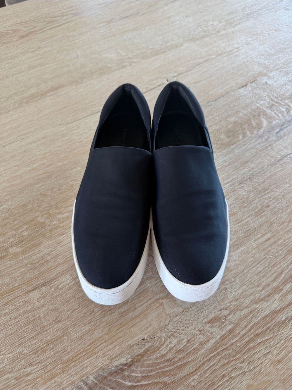 Vince Black Slip-On Sneakers with White Sole